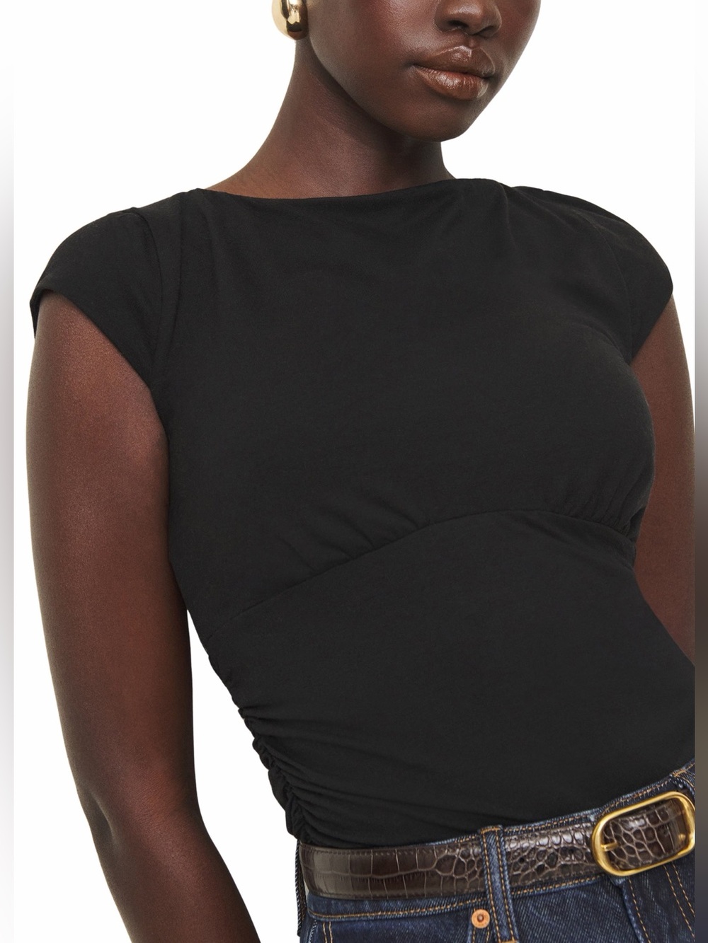 Reformation Madelyn Stretch Knit Top Black Size Small EUC